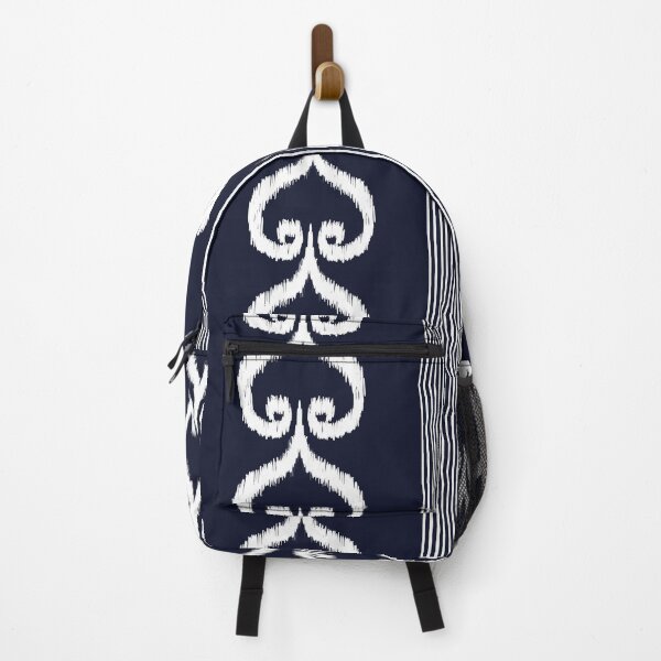 Item preview, Navy Ikat Stripe Pattern. White Tribal Scroll Design. designed and sold by Kopii Art.
