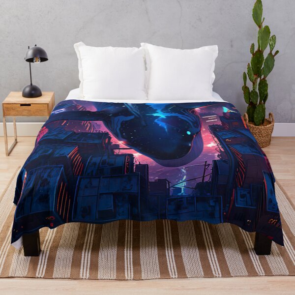Item preview, flying whale in cyberpunk city designed and sold by ururuty.