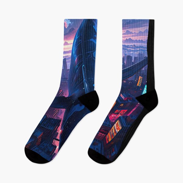 Item preview, flying whale in cyberpunk city designed and sold by ururuty.