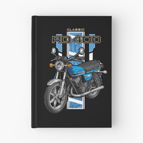 Artikelvorschau, Yamaha RD400 1977 (Candy Blue) für Motorradfahrer entworfen und verkauft von MotoApparelHub.