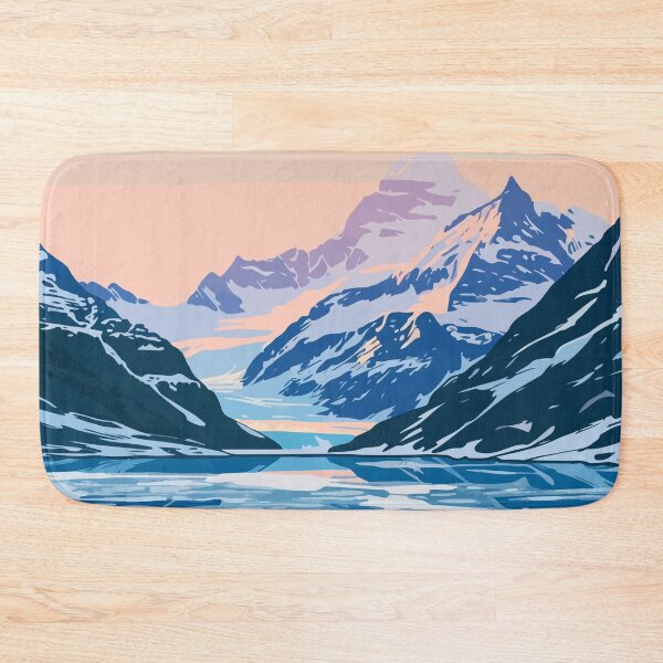 Item preview, Alaska Glacier Lake Mountain Minimalist Art Illustration designed and sold by LVTFCOarts.