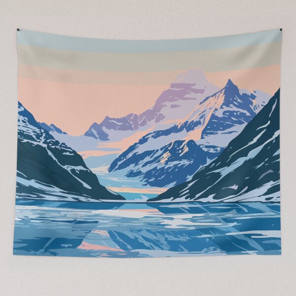 Item preview, Alaska Glacier Lake Mountain Minimalist Art Illustration designed and sold by LVTFCOarts.