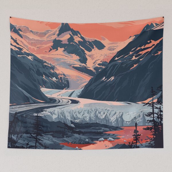 Item preview, Alaska Mountain Lake Minimalist Art Illustration designed and sold by LVTFCOarts.