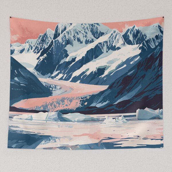 Item preview, Alaska Glacier Lake Minimalist Art Illustration designed and sold by LVTFCOarts.