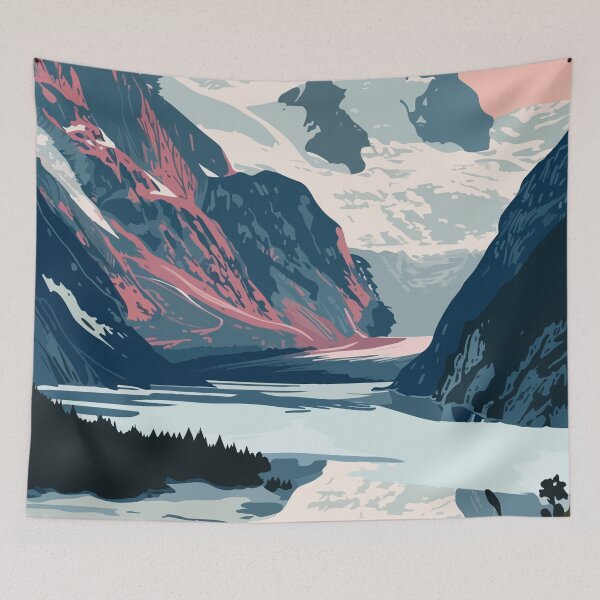 Item preview, Alaska Mountain Scene Minimalist Art Illustration designed and sold by LVTFCOarts.