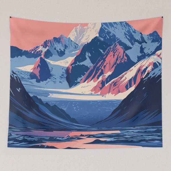 Item preview, Mountain Glacier Lake Alaska Minimalist Art Illustration designed and sold by LVTFCOarts.