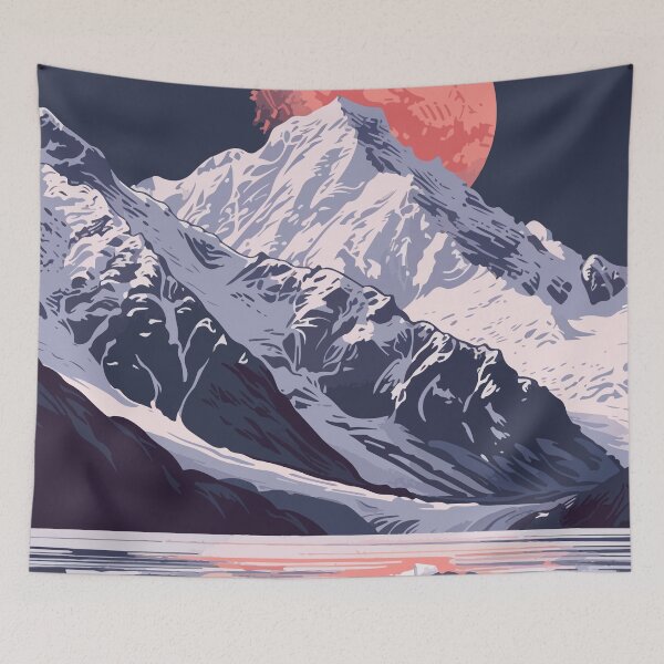 Item preview, Mountain Glacier Lake Nature Minimalist Art Illustration designed and sold by LVTFCOarts.