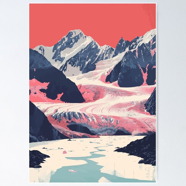 Item preview, Calm Glacier Lake Alaska Minimalist Art Illustration designed and sold by LVTFCOarts.