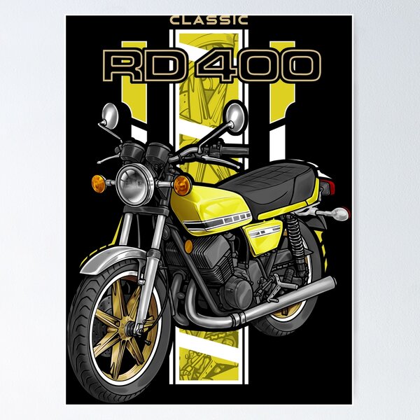 Item preview, Yamaha RD400 1977 (Competition Yellow) for Motorcycle Riders designed and sold by MotoApparelHub.