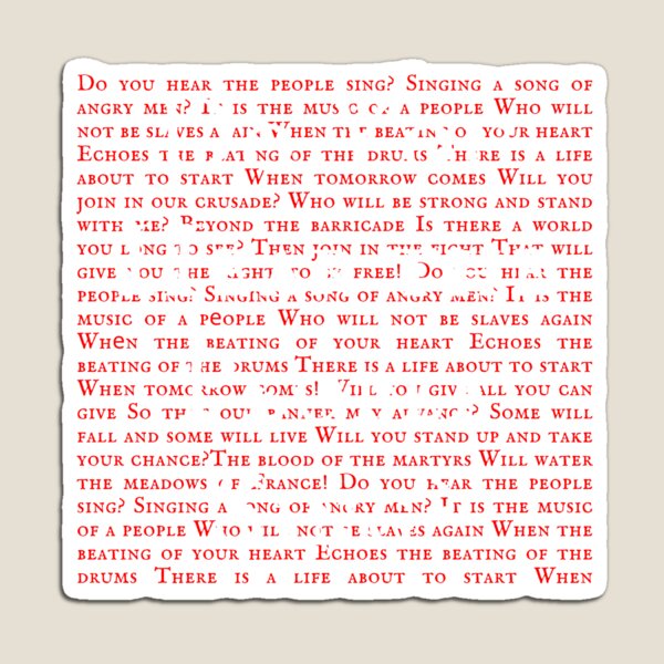 Item preview, Les Miserable Lyrics designed and sold by broadwaygirl142.