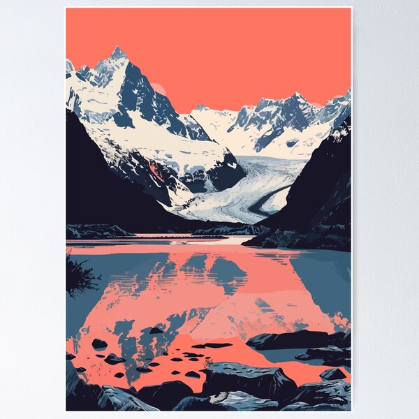 Item preview, Quiet Alaska Glacier Lake Minimalist Art Illustration designed and sold by LVTFCOarts.