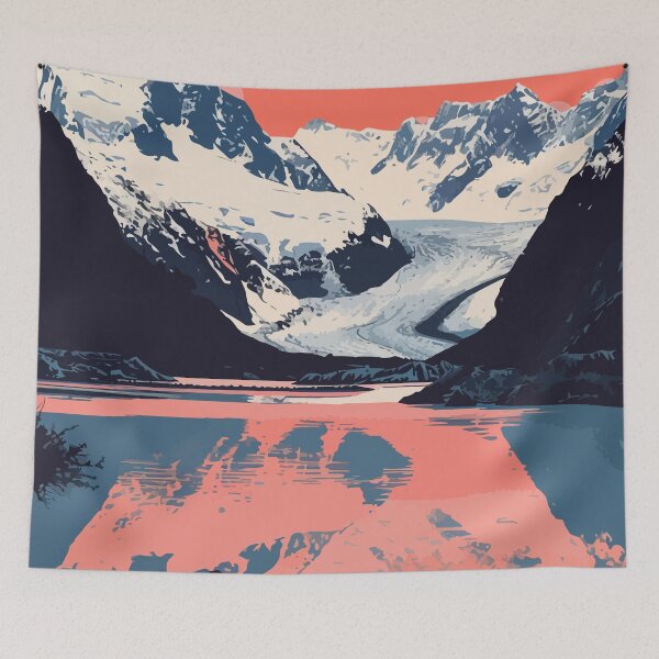 Item preview, Quiet Alaska Glacier Lake Minimalist Art Illustration designed and sold by LVTFCOarts.