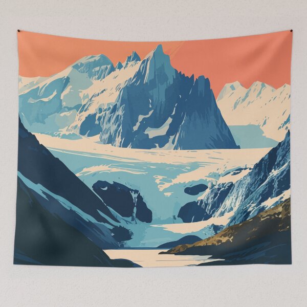 Item preview, Alaska Mountain Lake Scene Minimalist Art Illustration designed and sold by LVTFCOarts.