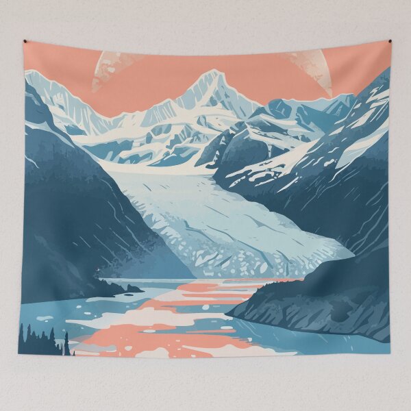 Item preview, Mountain Glacier Alaska Minimalist Art Illustration designed and sold by LVTFCOarts.