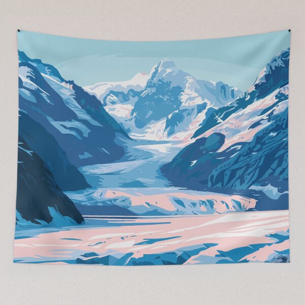 Item preview, Glacier Lake Scene Alaska Minimalist Art Illustration designed and sold by LVTFCOarts.