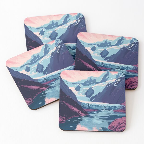 Item preview, Nature Alaska Mountain Lake Minimalist Art Illustration designed and sold by LVTFCOarts.