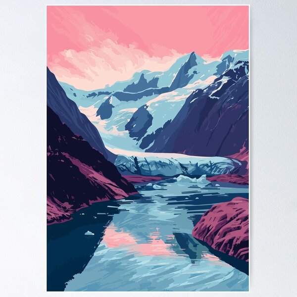Item preview, Nature Alaska Mountain Lake Minimalist Art Illustration designed and sold by LVTFCOarts.