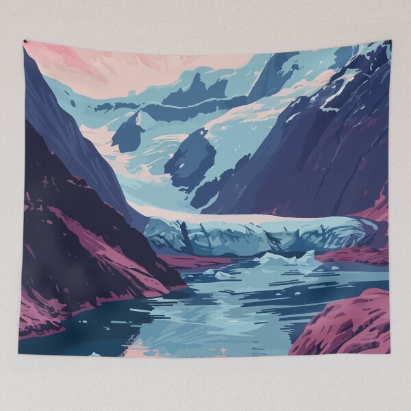 Item preview, Nature Alaska Mountain Lake Minimalist Art Illustration designed and sold by LVTFCOarts.