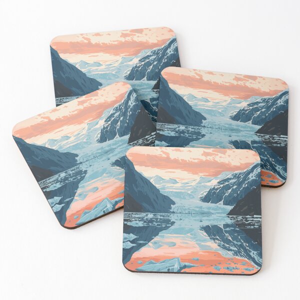 Item preview, Scenic Alaska Glacier Lake Minimalist Art Illustration designed and sold by LVTFCOarts.