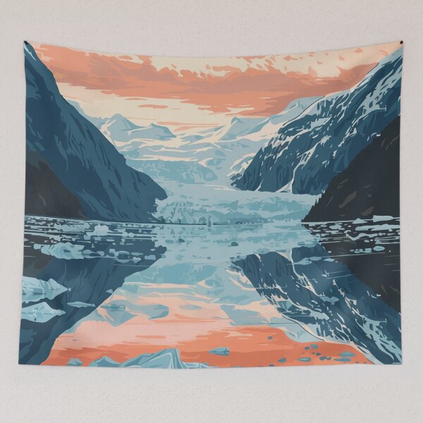Item preview, Scenic Alaska Glacier Lake Minimalist Art Illustration designed and sold by LVTFCOarts.