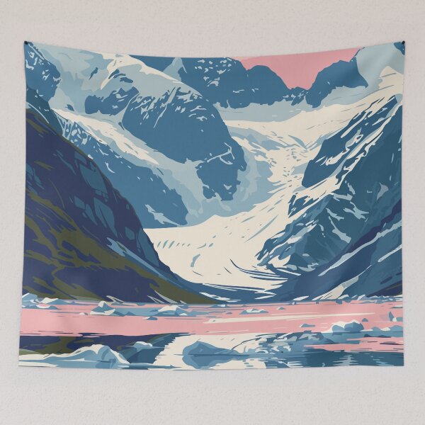 Item preview, Alaska Mountains and Glacier Lake Minimalist Art Illustration designed and sold by LVTFCOarts.
