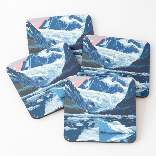Item preview, Glacier Mountains Lake Alaska Minimalist Art Illustration designed and sold by LVTFCOarts.
