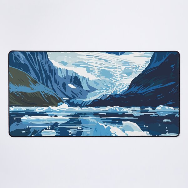 Item preview, Glacier Mountains Lake Alaska Minimalist Art Illustration designed and sold by LVTFCOarts.
