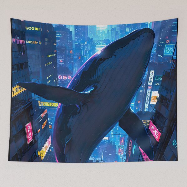 Item preview, free flying whale in cyberpunk city designed and sold by ururuty.