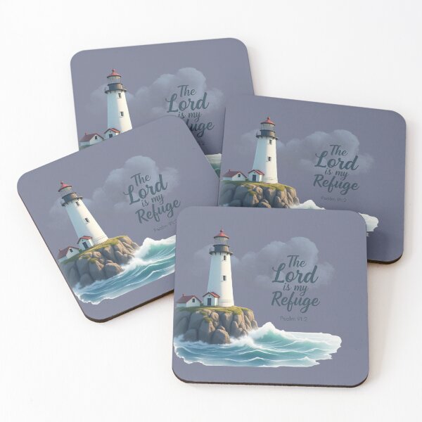 Item preview, The Lord Is My Refuge” Lighthouse Scripture Art – Faith-Inspired Christian Wall Decor for Calm and Strength Design for Christian Encouragement & Affirmation designed and sold by AmenAlways.