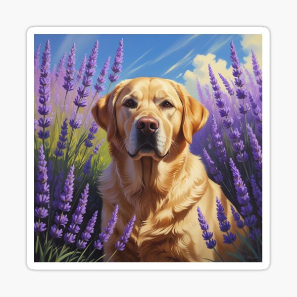 Item preview, Golden Labrador in Lavender Field - Tranquil Dog Nature Scene designed and sold by Nature's Palette.