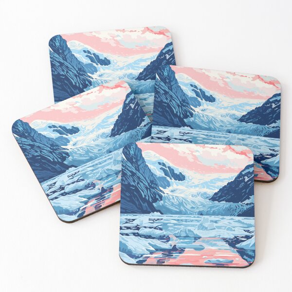 Item preview, Snowy Alaska Mountain Lake Minimalist Art Illustration designed and sold by LVTFCOarts.