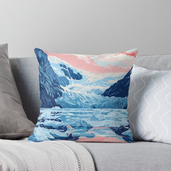 Item preview, Snowy Alaska Mountain Lake Minimalist Art Illustration designed and sold by LVTFCOarts.