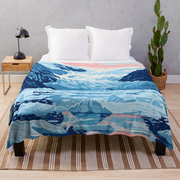 Item preview, Snowy Alaska Mountain Lake Minimalist Art Illustration designed and sold by LVTFCOarts.