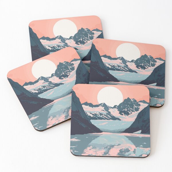 Item preview, Mountain Lake Alaska Minimalist Art Illustration designed and sold by LVTFCOarts.