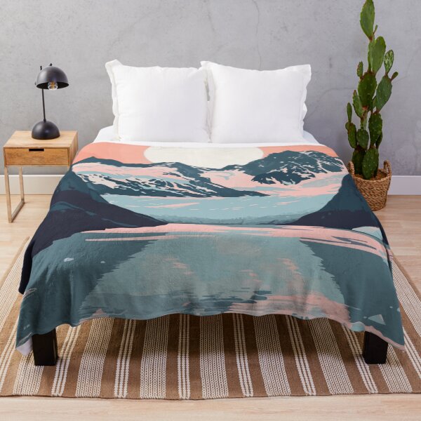 Item preview, Mountain Lake Alaska Minimalist Art Illustration designed and sold by LVTFCOarts.
