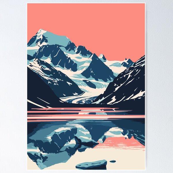 Item preview, Arctic Mountain Lake Alaska Minimalist Art Illustration designed and sold by LVTFCOarts.