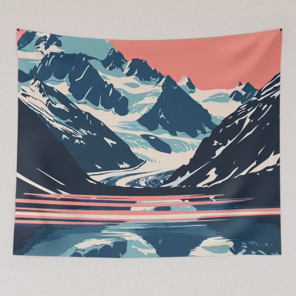 Item preview, Arctic Mountain Lake Alaska Minimalist Art Illustration designed and sold by LVTFCOarts.
