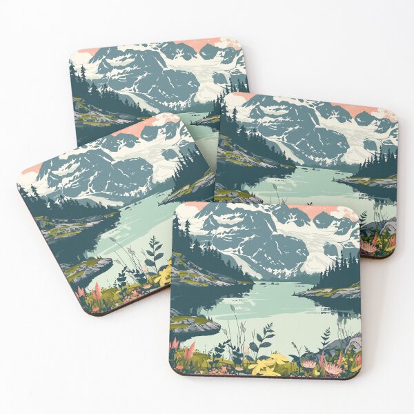Item preview, Alaska Lake with Mountains Minimalist Art Illustration designed and sold by LVTFCOarts.