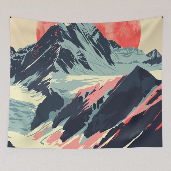 Item preview, Alaska Cold Mountain Lake Minimalist Art Illustration designed and sold by LVTFCOarts.