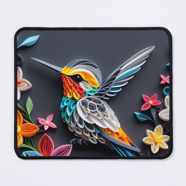 Item preview, Close up shot of hummingbird, multi dimensional paper quilling, chibi digital art designed and sold by johnlck.