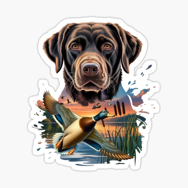 Item preview, Chocolate Labrador and Flying Mallard Sunrise designed and sold by LifeCrush.