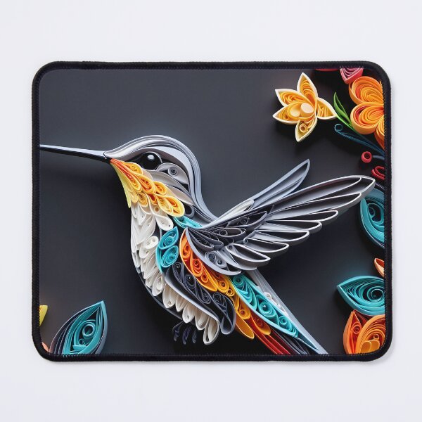 Item preview, Close up shot of hummingbird, multi dimensional paper quilling, chibi digital art designed and sold by johnlck.