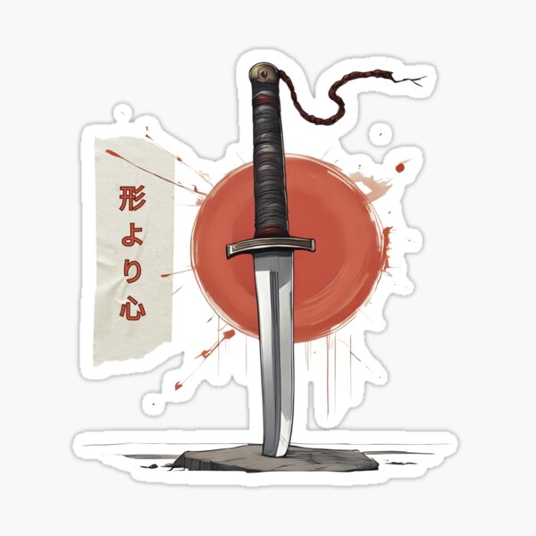 Item preview, The Heart Over Form – Minimal Japanese Sword Art designed and sold by Pixel--Threads.