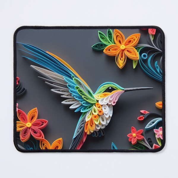 Item preview, Close up shot of hummingbird, multi dimensional paper quilling, chibi digital art designed and sold by johnlck.