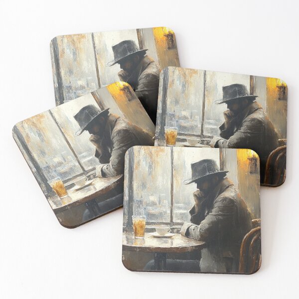Item preview, Lonely Man in Autumn Café designed and sold by AITuneSphere.
