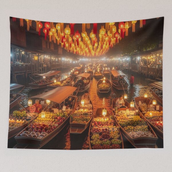 Item preview, Floating Market – Lantern Night in Bangkok designed and sold by ChaimMage.