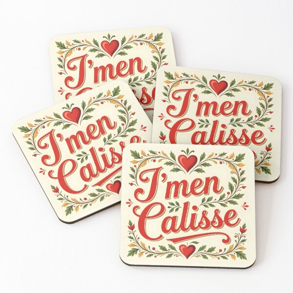 Item preview, J'men Calisse – French Canadian Swear in Vintage Heartsy Leafy Framed designed and sold by EmeraldeaArt.