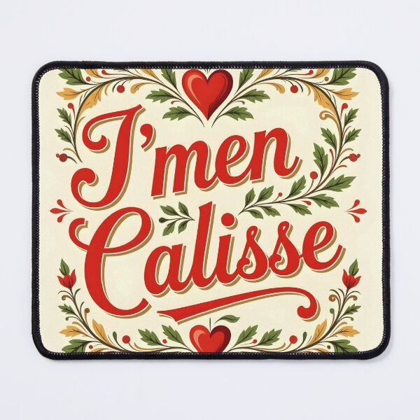 Item preview, J'men Calisse – French Canadian Swear in Vintage Heartsy Leafy Framed designed and sold by EmeraldeaArt.
