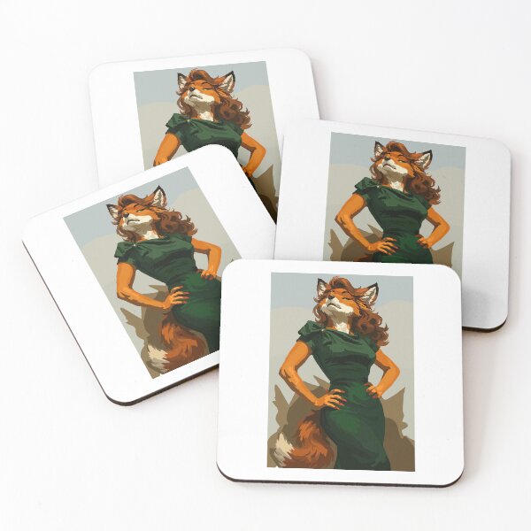 Item preview, Sassy Fox in Elegant Green Dress designed and sold by KlakkDrawsStuff.