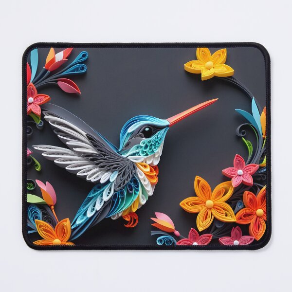Item preview, Close up shot of hummingbird, multi dimensional paper quilling, chibi digital art designed and sold by johnlck.